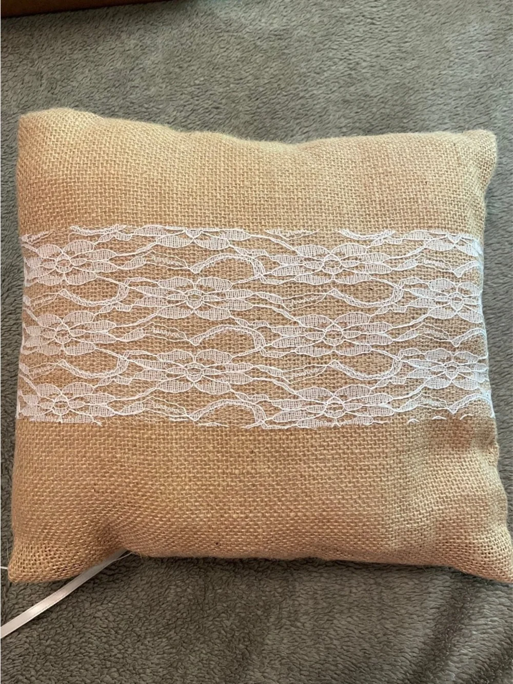 Burlap Lace Pillow